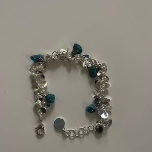 NWOT UNOAERRE Silver Bracelet with blue stones charms